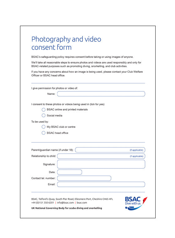 Photo and video consent form