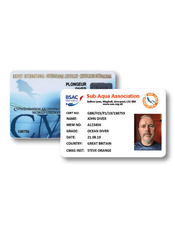 Qualification card application BSAC - SAA/CMAS