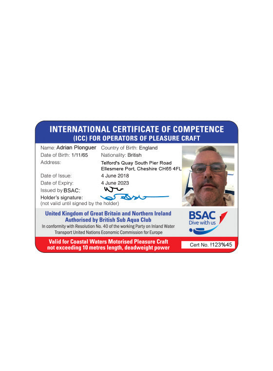 Physical - International Certificate of Competence (ICC) Card